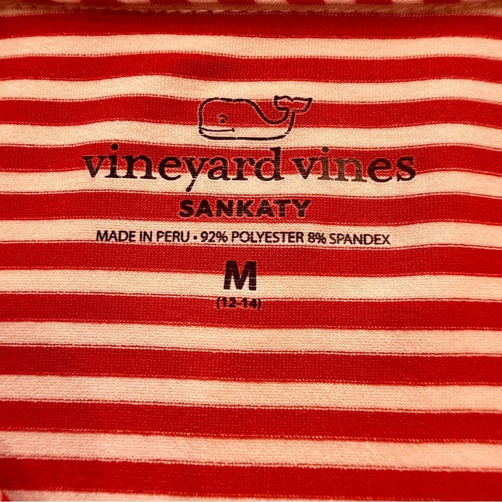 Vineyard Vines Red and White Striped Kids Sankaty Performance Polo